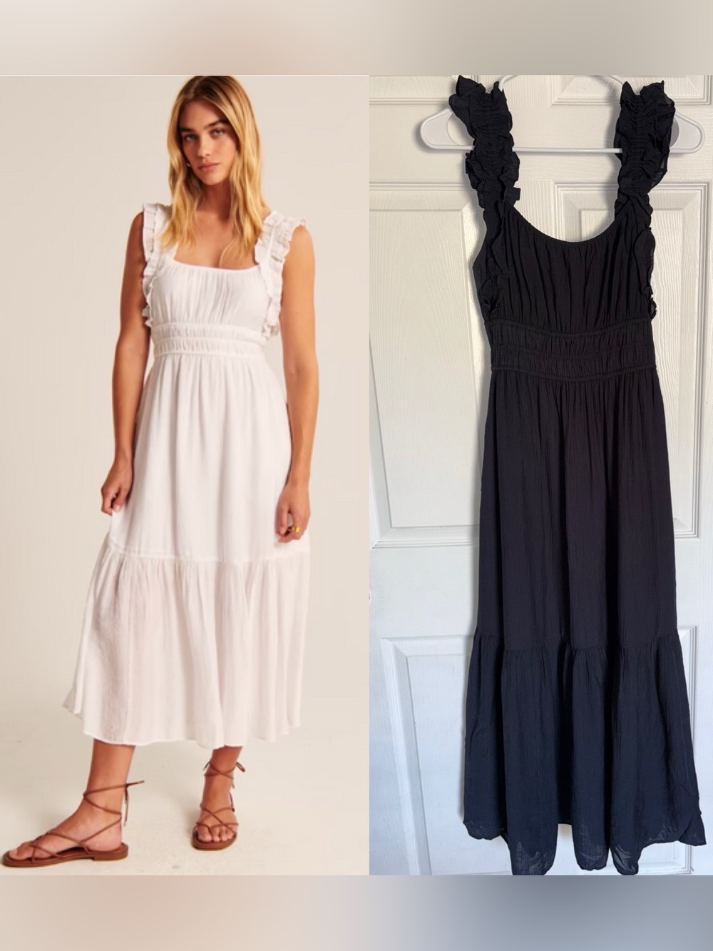 Abercrombie and Fitch Black Ruffle Tiered Maxi Dress Size S TALL